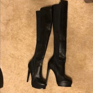 Black knee high heels